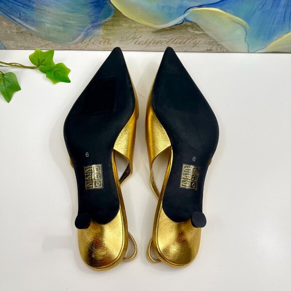 Jeffrey Campbell Persona Pointed Toe Slingback Pump In Gold 6 - Picture 9 of 16